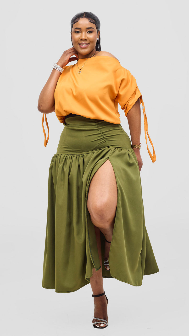 Malaika Skirt Set - Orange/Green