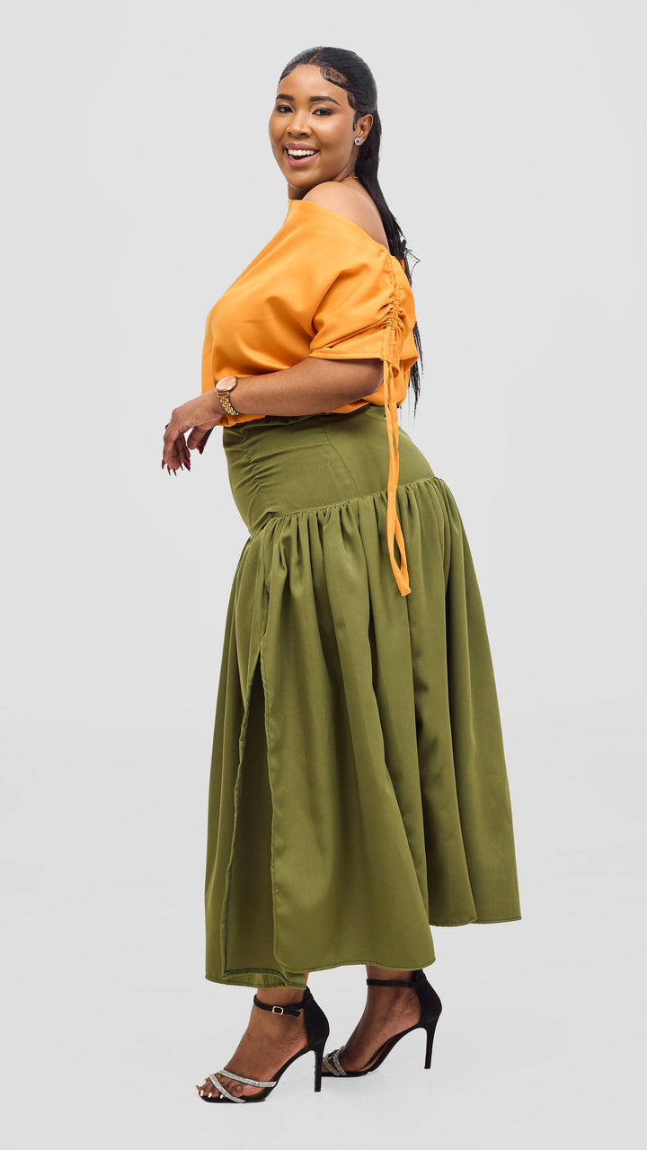 Malaika Skirt Set - Orange/Green