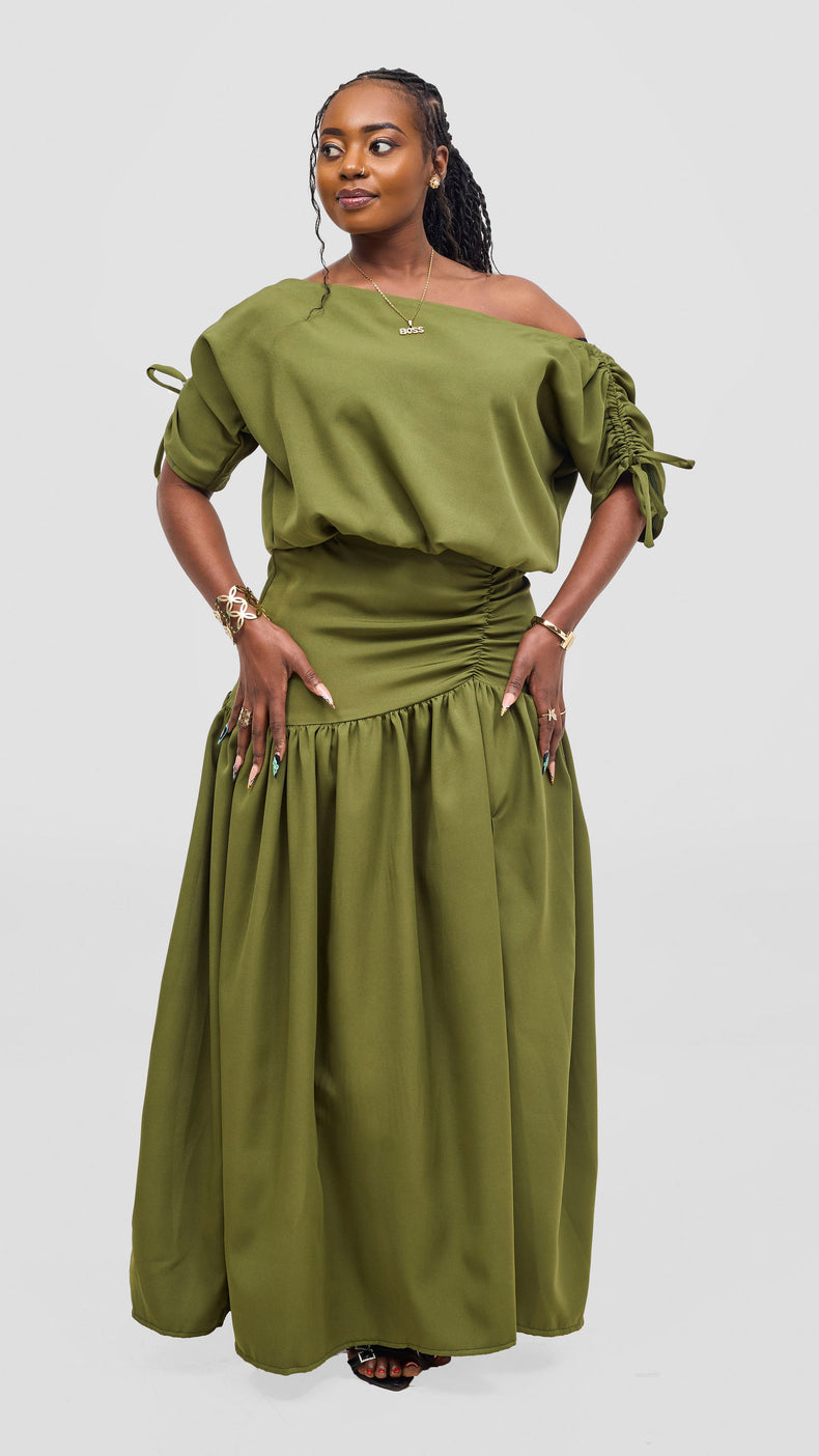 Malaika Skirt Set - Olive Green