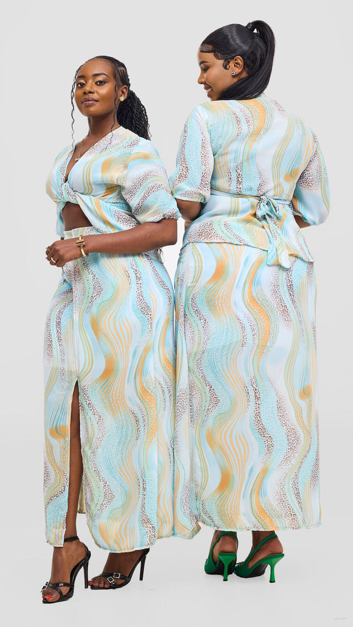 Zuri Skirt Set - Blue Print