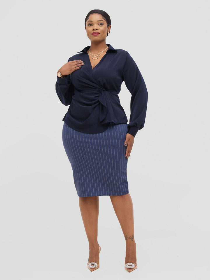 Silk House Collection Mia Navy Skirt - Navy Blue - Shopzetu