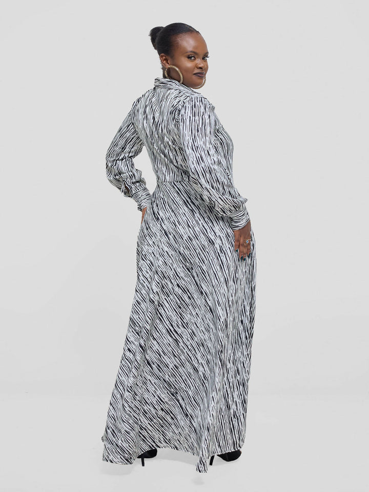 Silk House Collection Waridi Dress - Black / White Stripe - Shopzetu