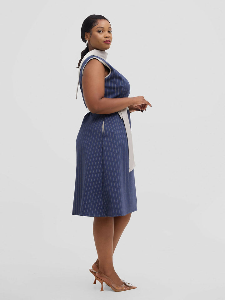 Silk House Collections Eloisa Dress - Striped Blue - Shopzetu