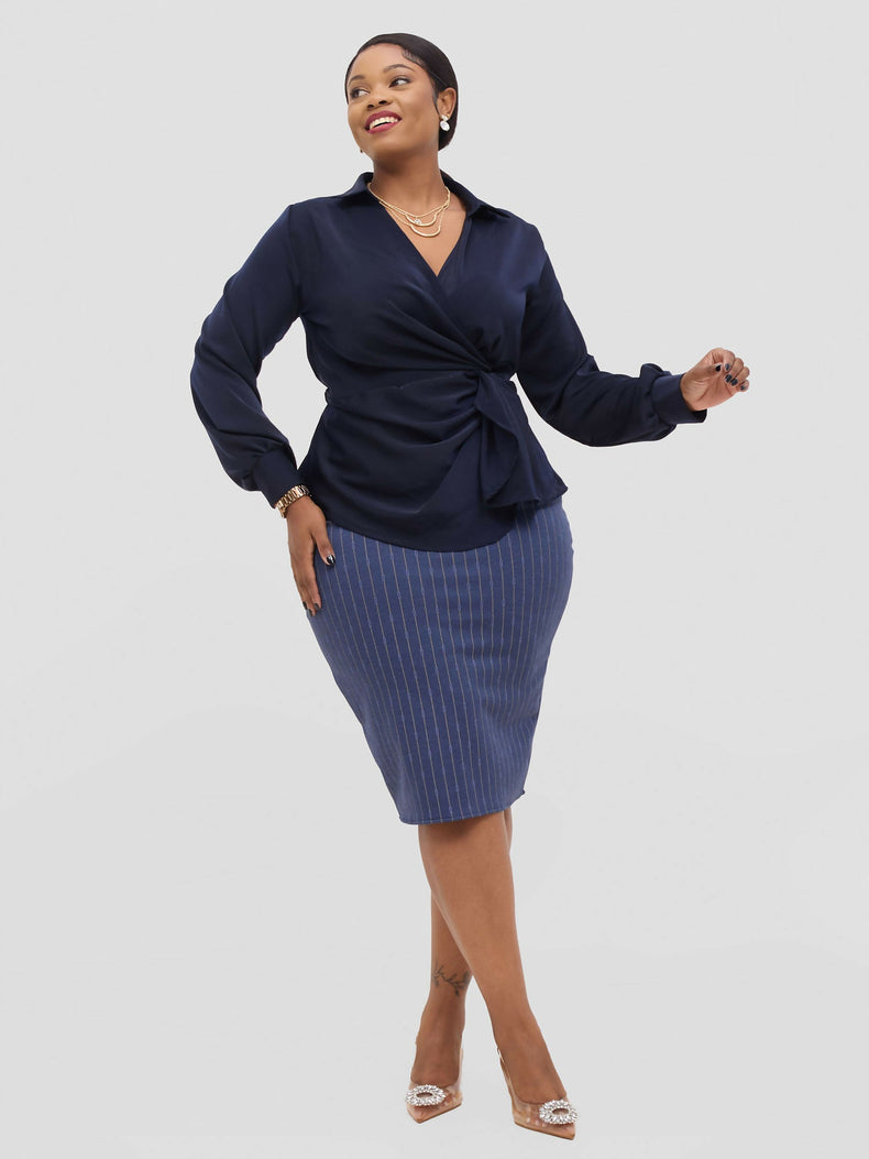 Silk House Collection Mia Navy Skirt - Navy Blue - Shopzetu