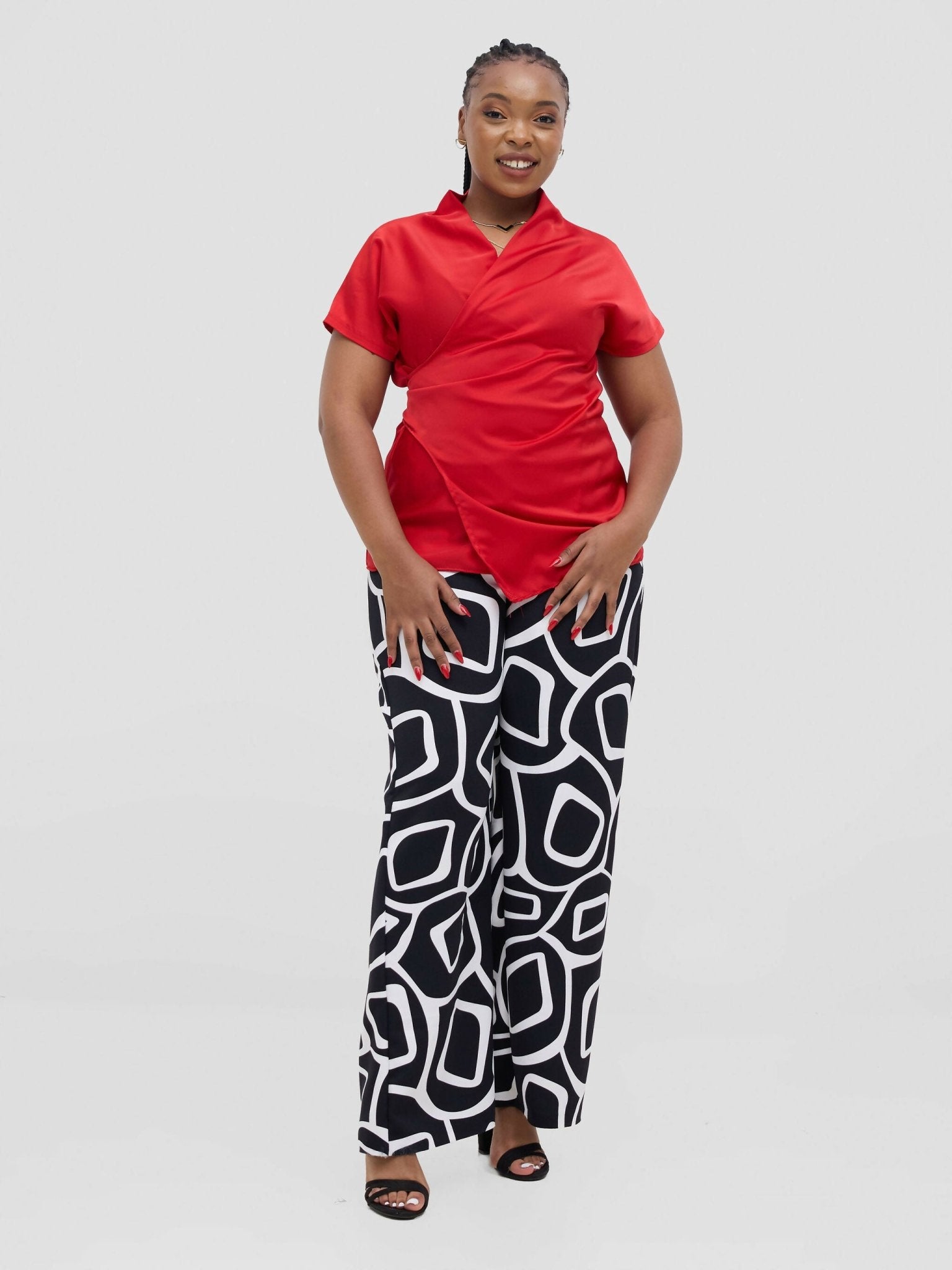 Silk House Collection Rana Pants - Black Abstract Print - Image 2