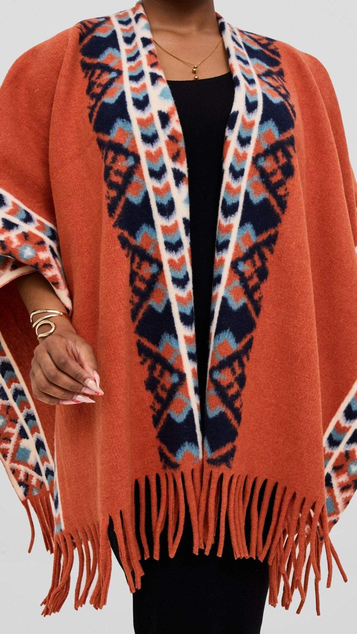Silk House Collection Ari Poncho - Orange - Image 2