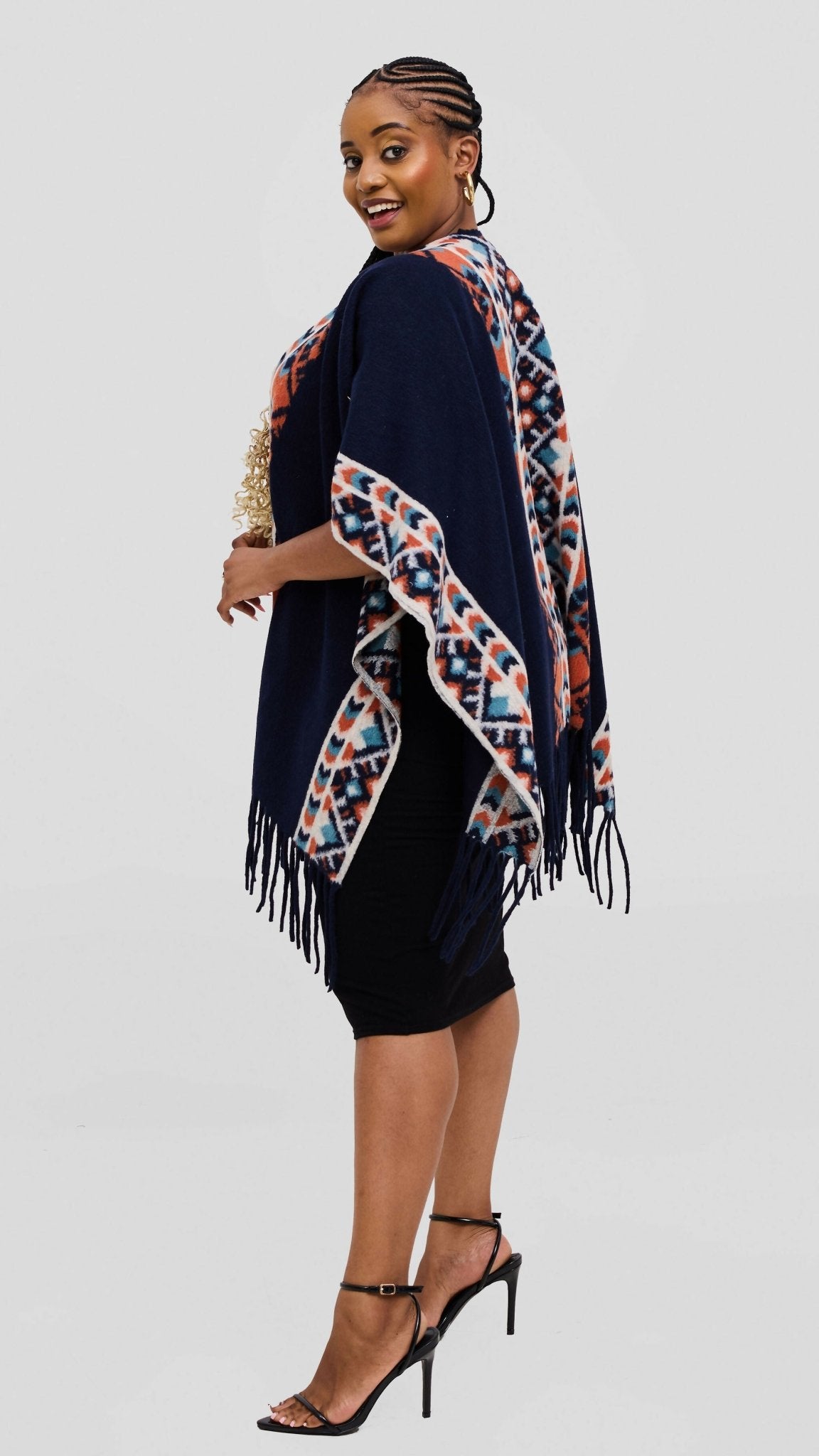 Silk House Collection Ari Poncho - Navy - Image 3