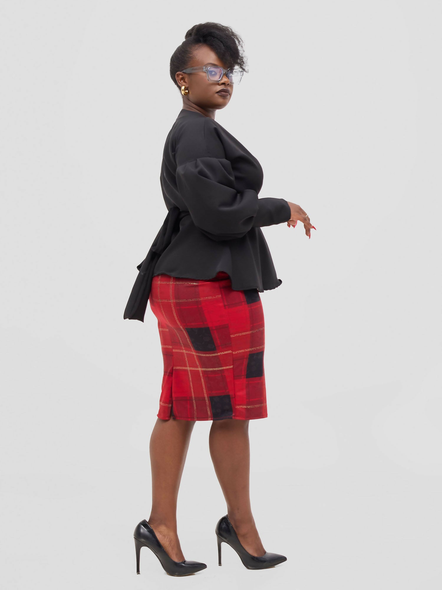 Silk House Collections Mia Skirt - Plaid Red - Image 2