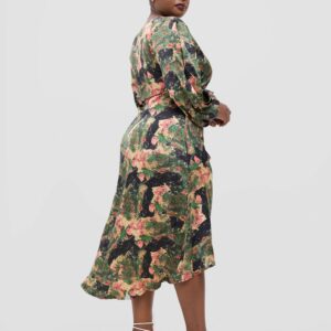 Zahra Dress - Green Abstract Print