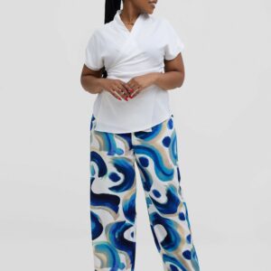 Silk House Collection Rana Pant - Blue Abstract Print