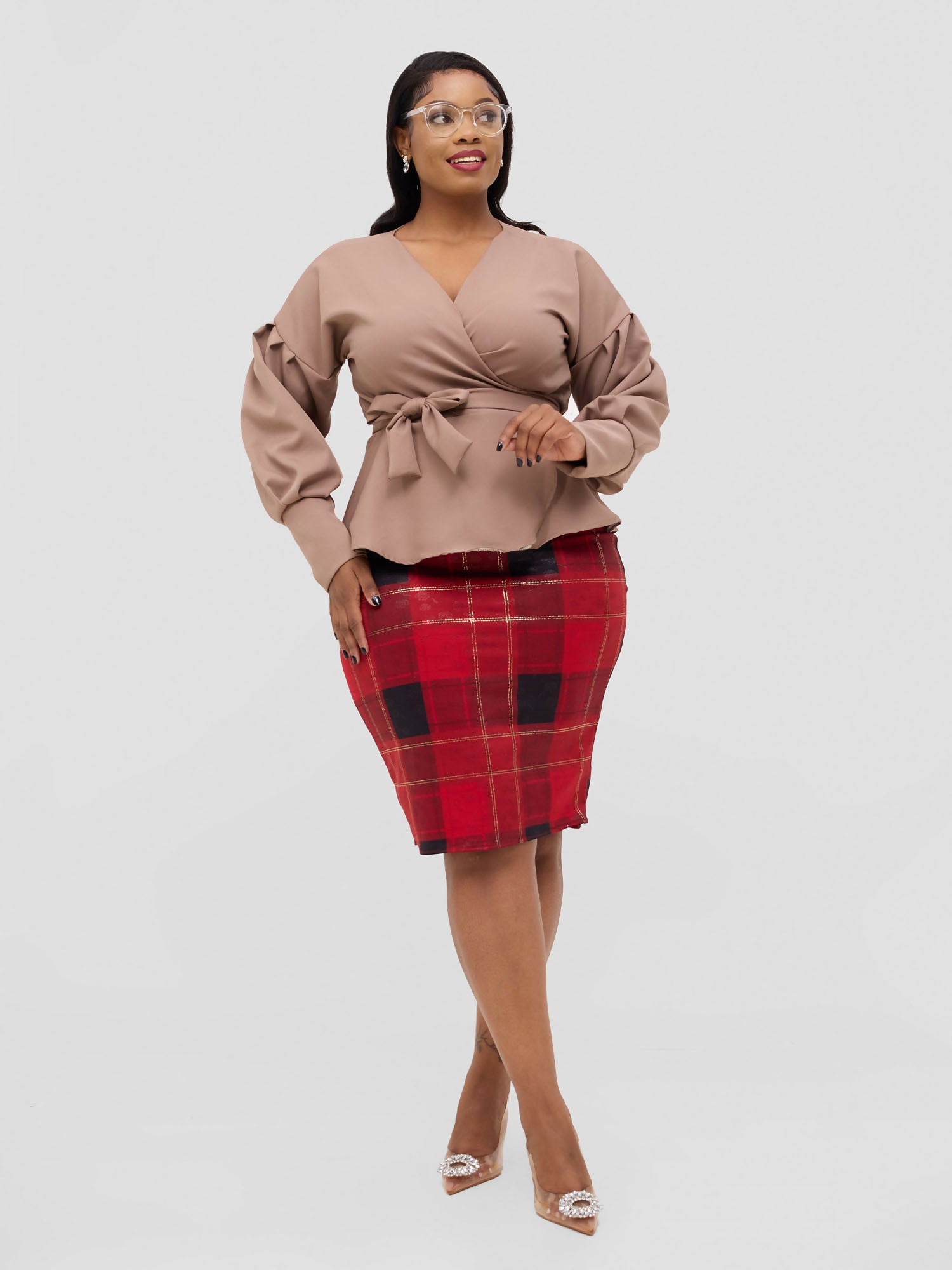 Silk House Collections Mia Skirt - Plaid Red - Image 4