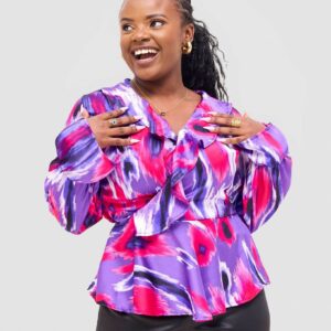 Silk House Collection Misty Top - Purple Print