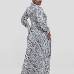 Silk House Collection Waridi Dress - Black / White Stripe