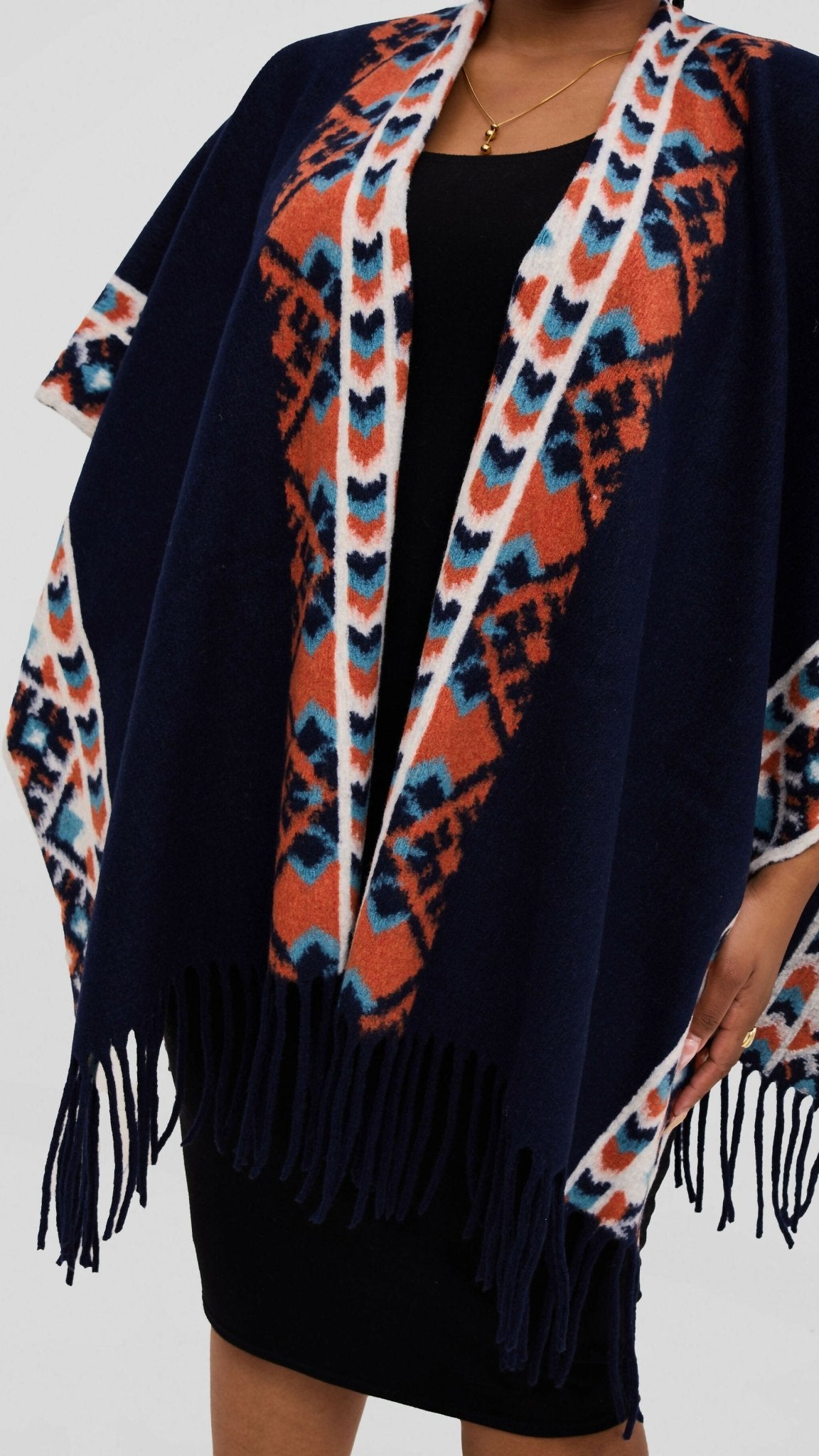 Silk House Collection Ari Poncho - Navy - Image 2