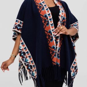 Silk House Collection Ari Poncho - Navy