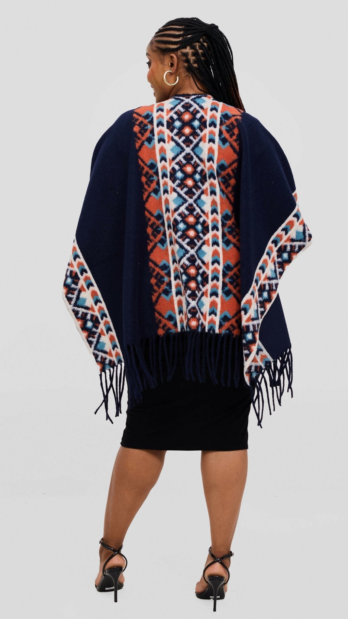 Silk House Collection Ari Poncho - Navy - Image 4