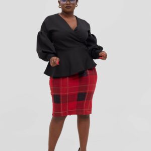 Silk House Collection Mia Skirt - Plaid Red / Black
