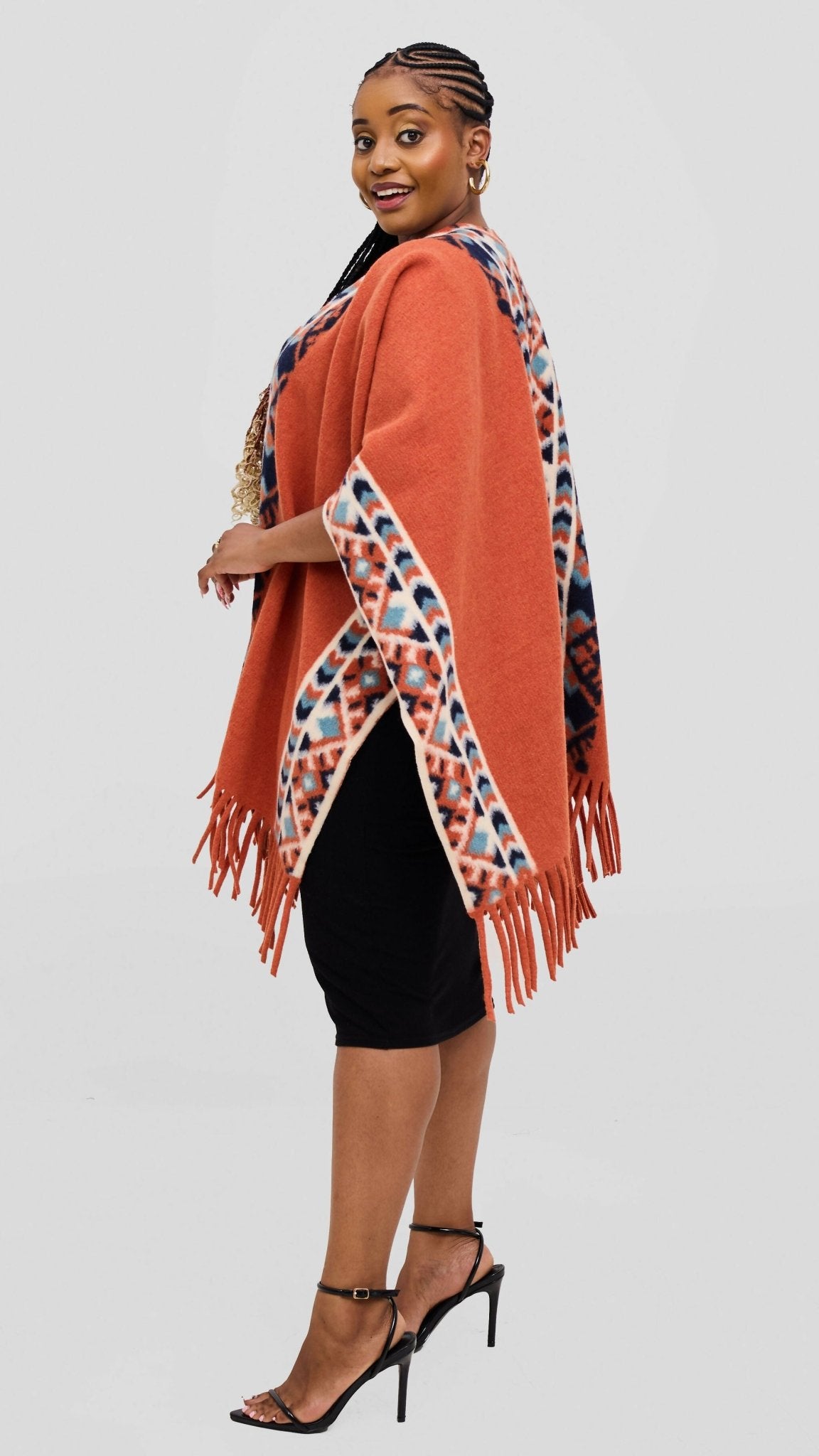 Silk House Collection Ari Poncho - Orange - Image 3