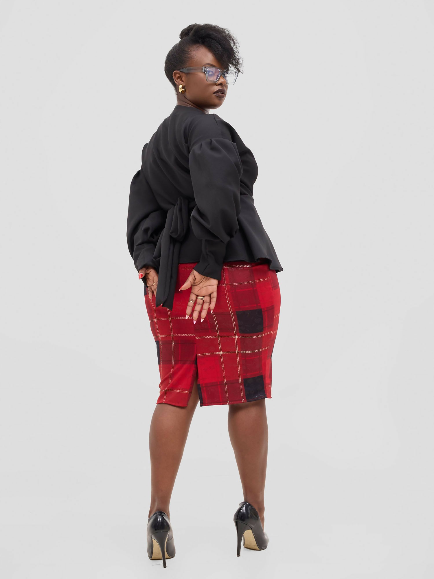 Silk House Collections Mia Skirt - Plaid Red - Image 3