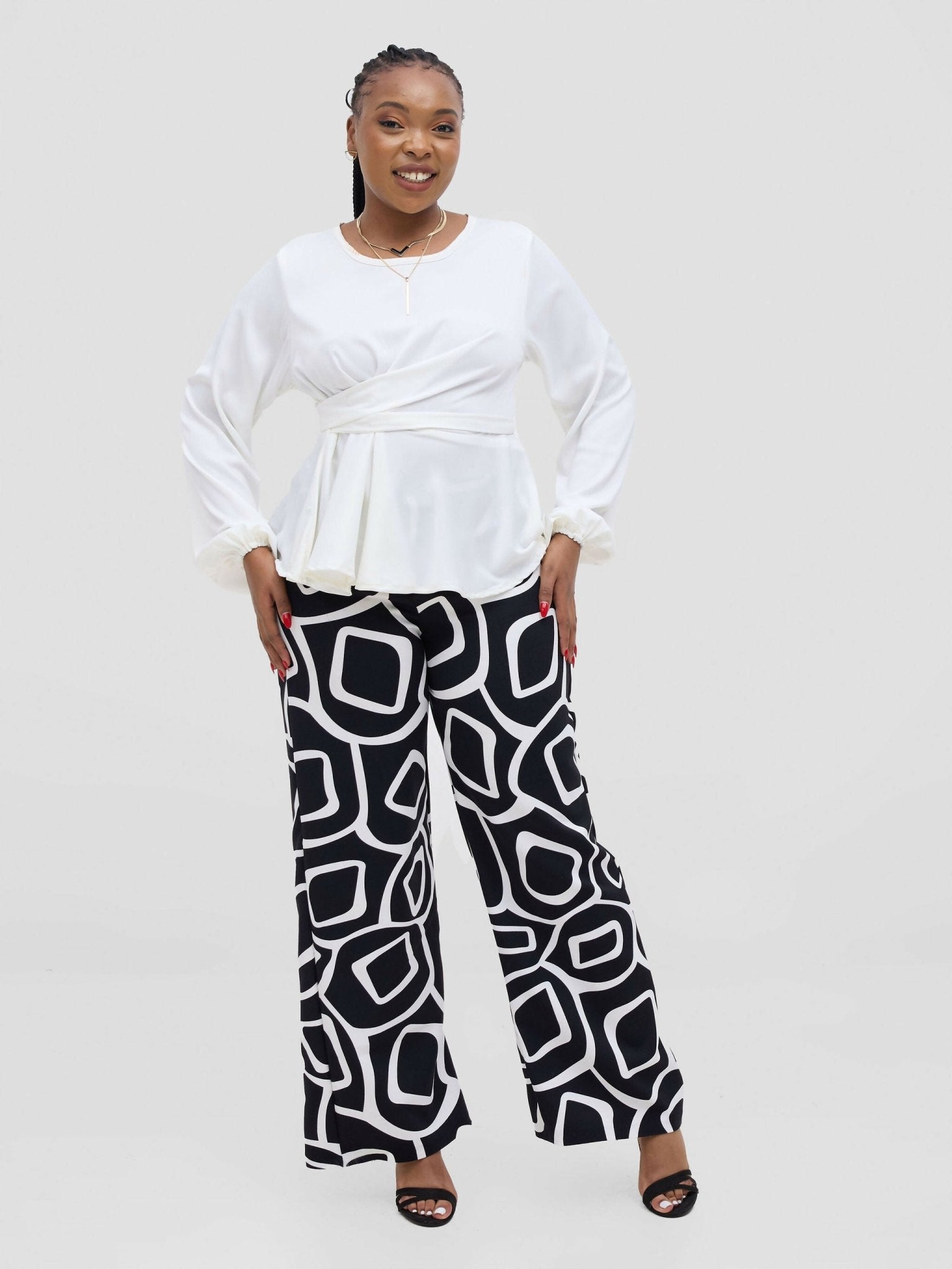 Silk House Collection Rana Pants - Black Abstract Print - Image 4