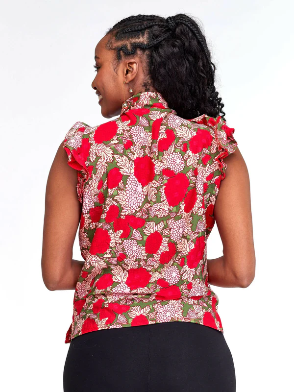 Silk House Collection Kefi - Red Floral Print - Image 3