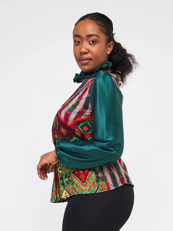 Silk House Collection Kyomi Top - Green - Image 2