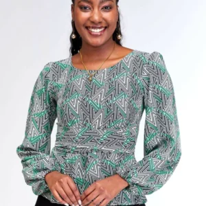 Silk House Collection Thera Top - Black / White Tribal Print