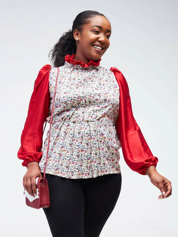 Silk House Collection Kyomi Top - Red - Image 2