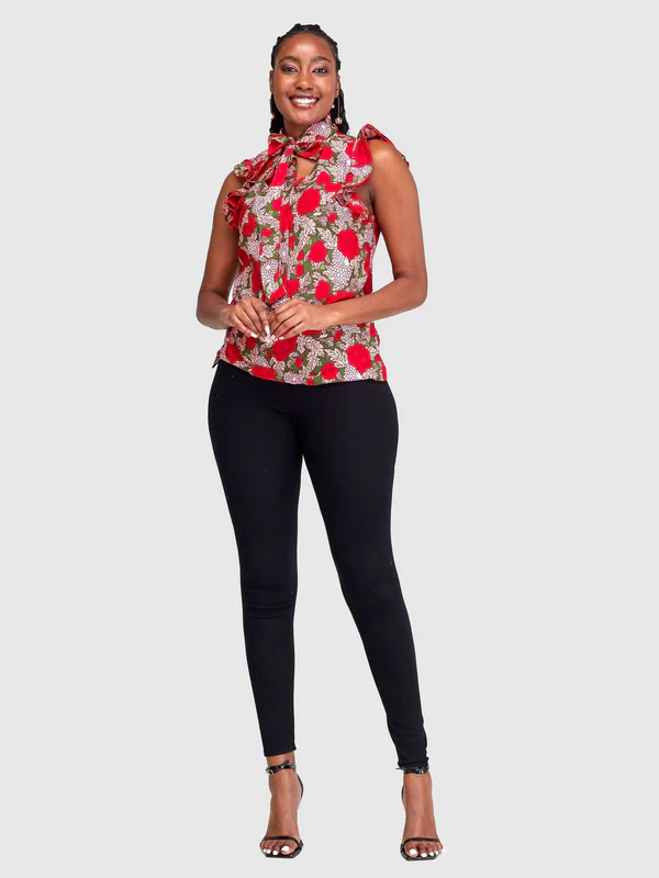 Silk House Collection Kefi - Red Floral Print - Image 4