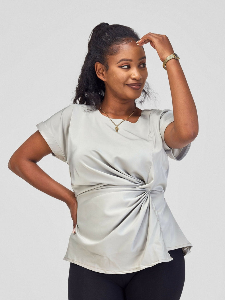 Silk House Collection Raya Top - Grey - Shopzetu
