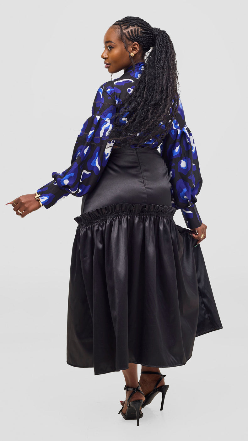 Asha Skirt Set- Black/Blue