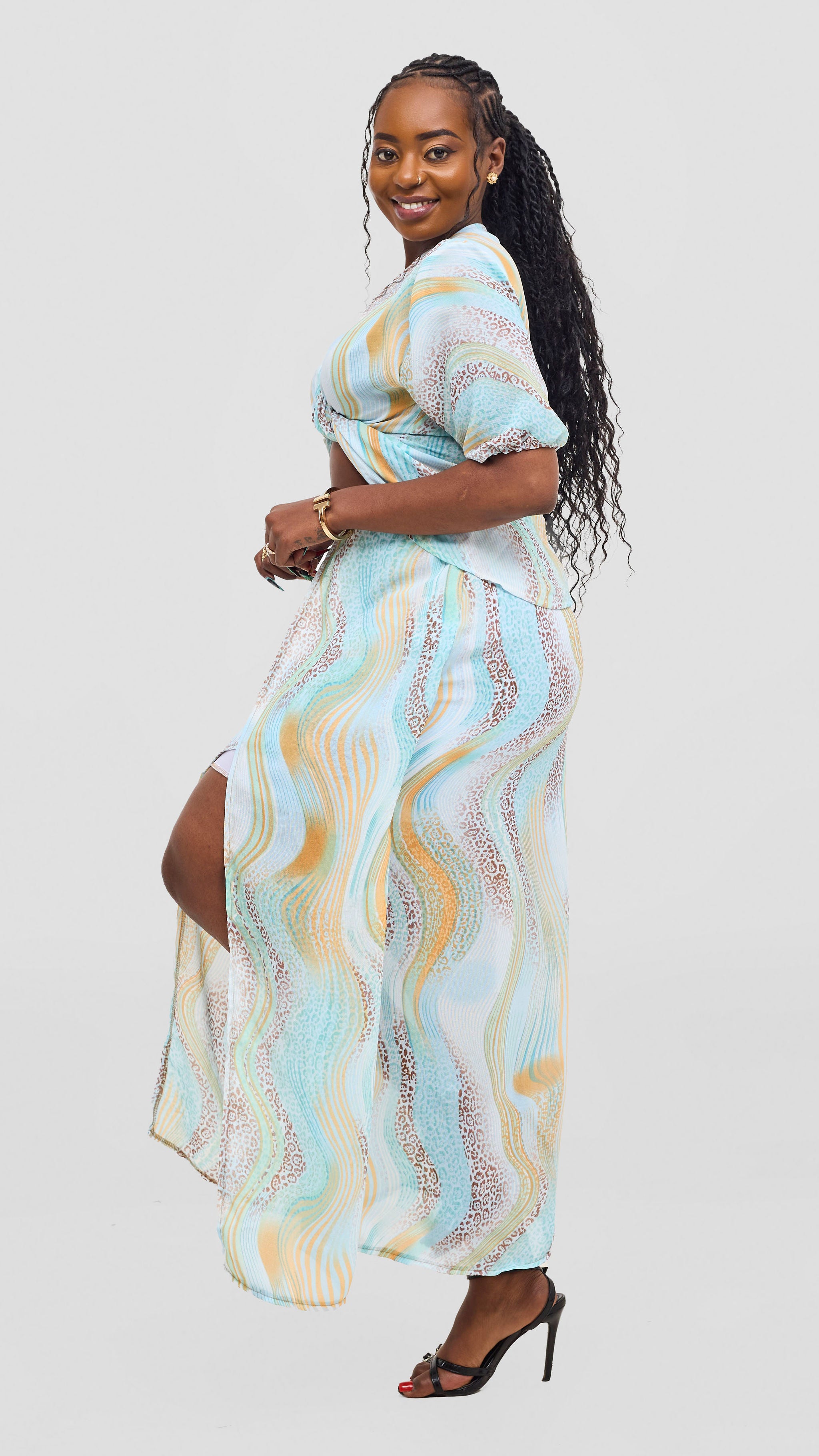Zuri Skirt Set - Blue Print