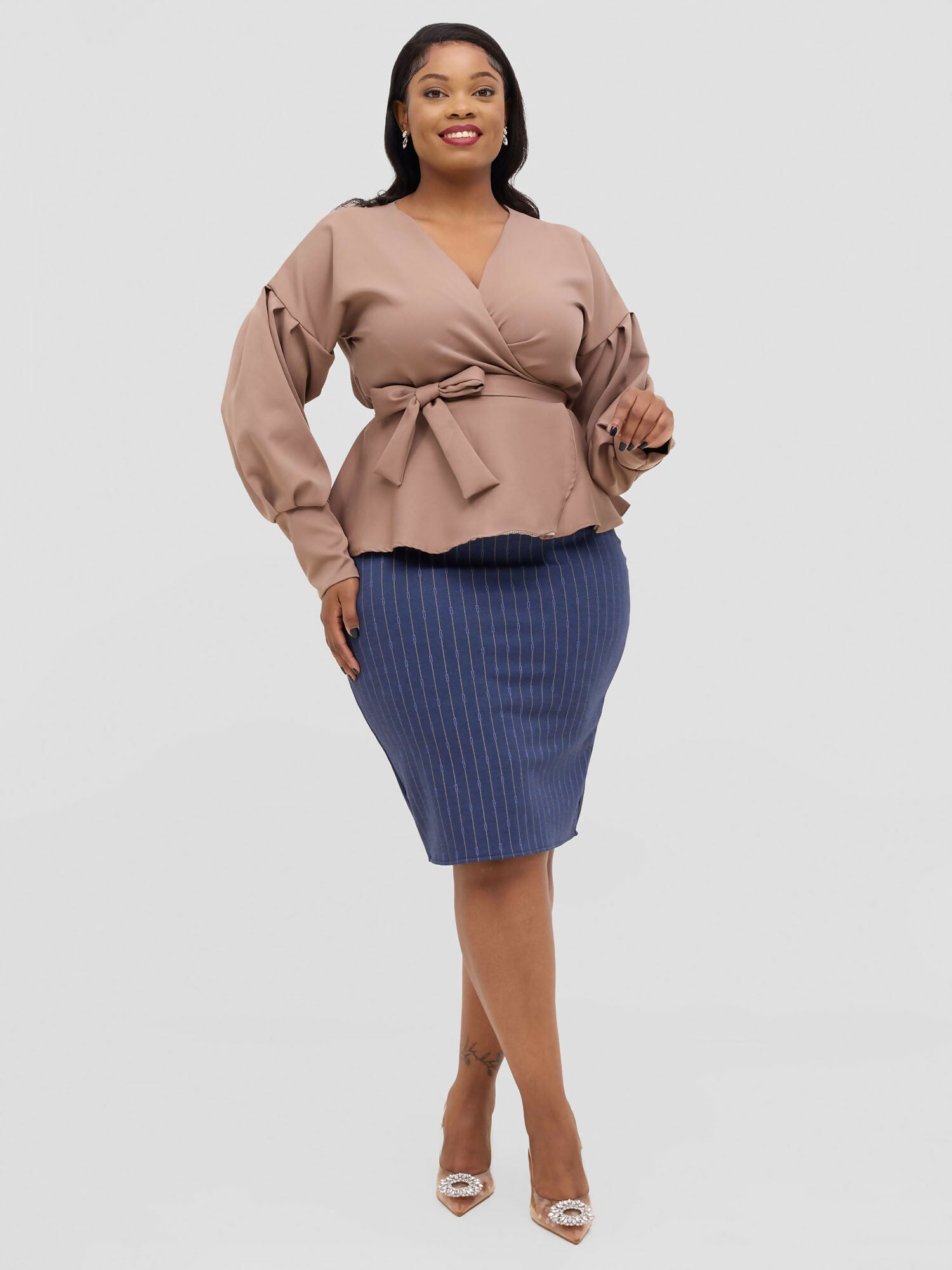 Silk House Collection Mia Navy Skirt + Maya Top - Navy Blue - Shopzetu