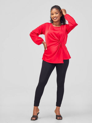 Silk House Collection Raya Top - Red - Shopzetu