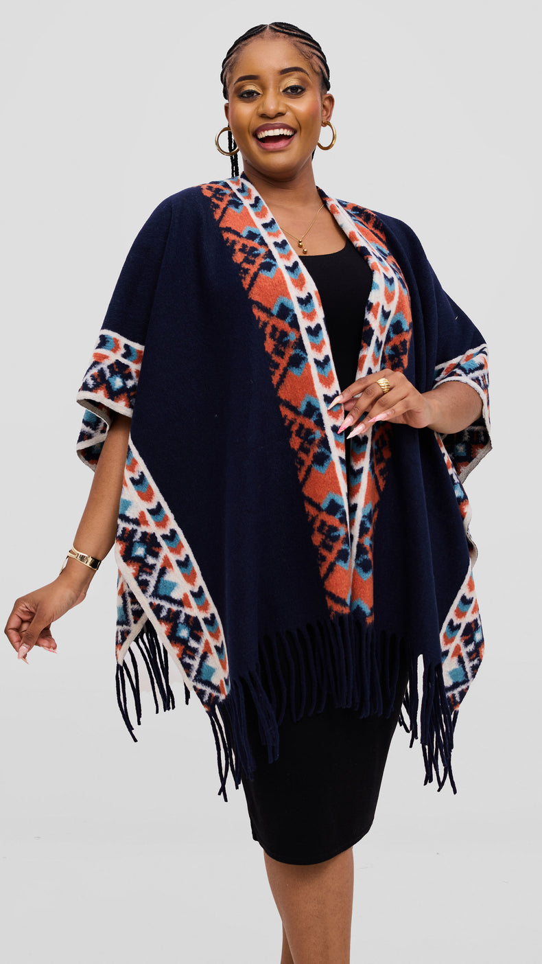 Ari Poncho- Navy Blue