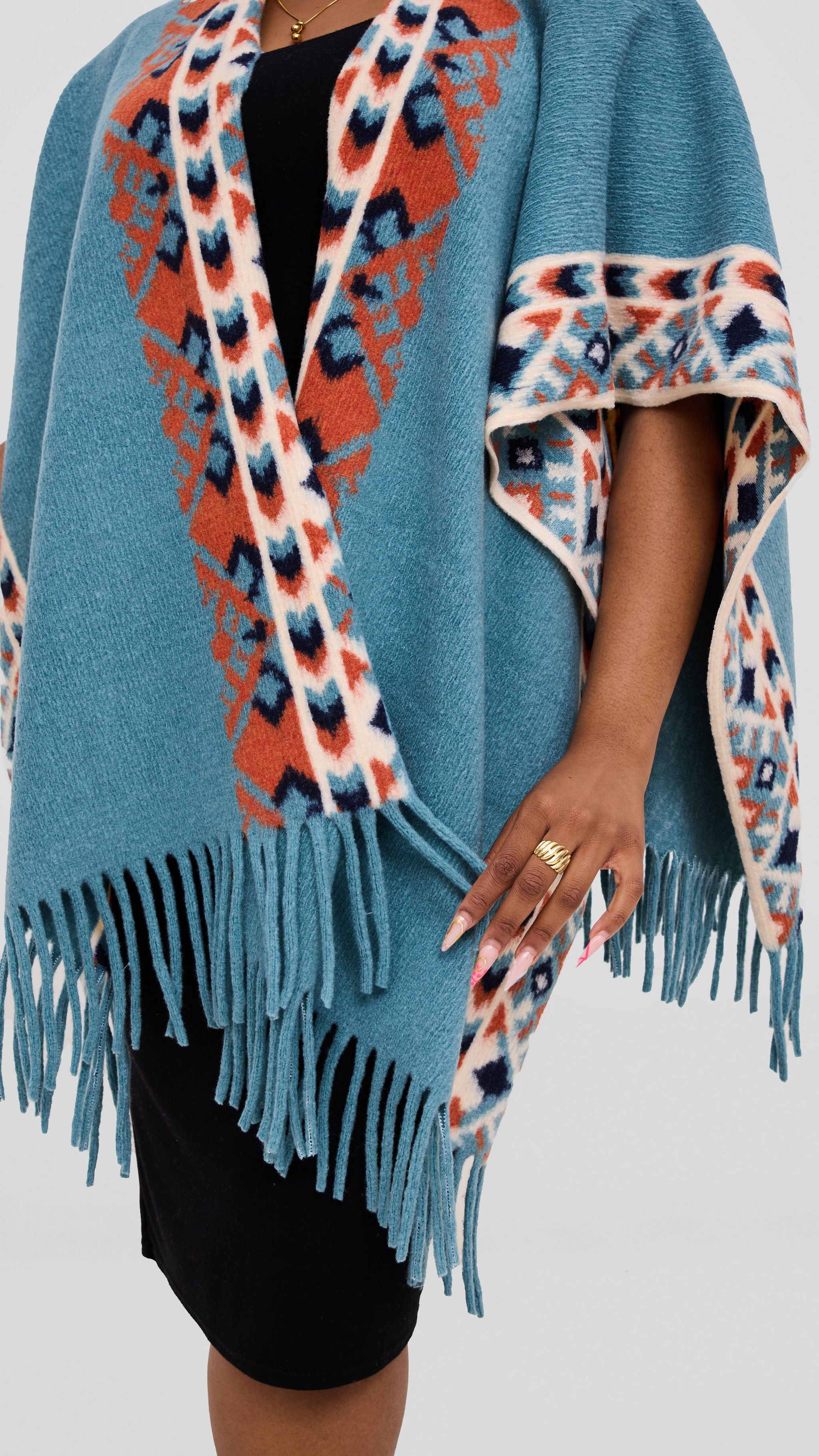 Ari Poncho- Turquise Blue