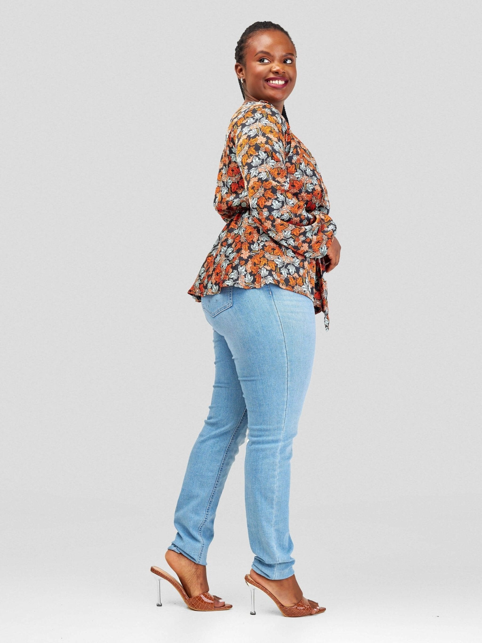 Silk House Collection Zoella Top - Orange Print - Shopzetu