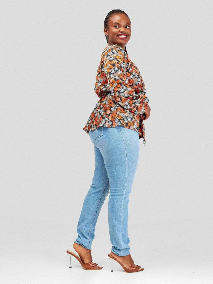 Silk House Collection Zoella Top - Orange Print - Shopzetu