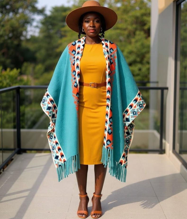 Ari Poncho- Turquise Blue