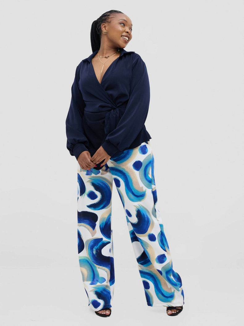 Silk House Collection Liora Top - Navy Blue - Shopzetu