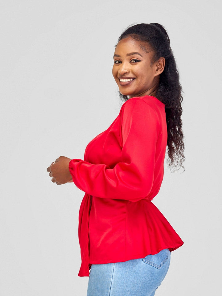 Silk House Collection Raya Top - Red - Shopzetu