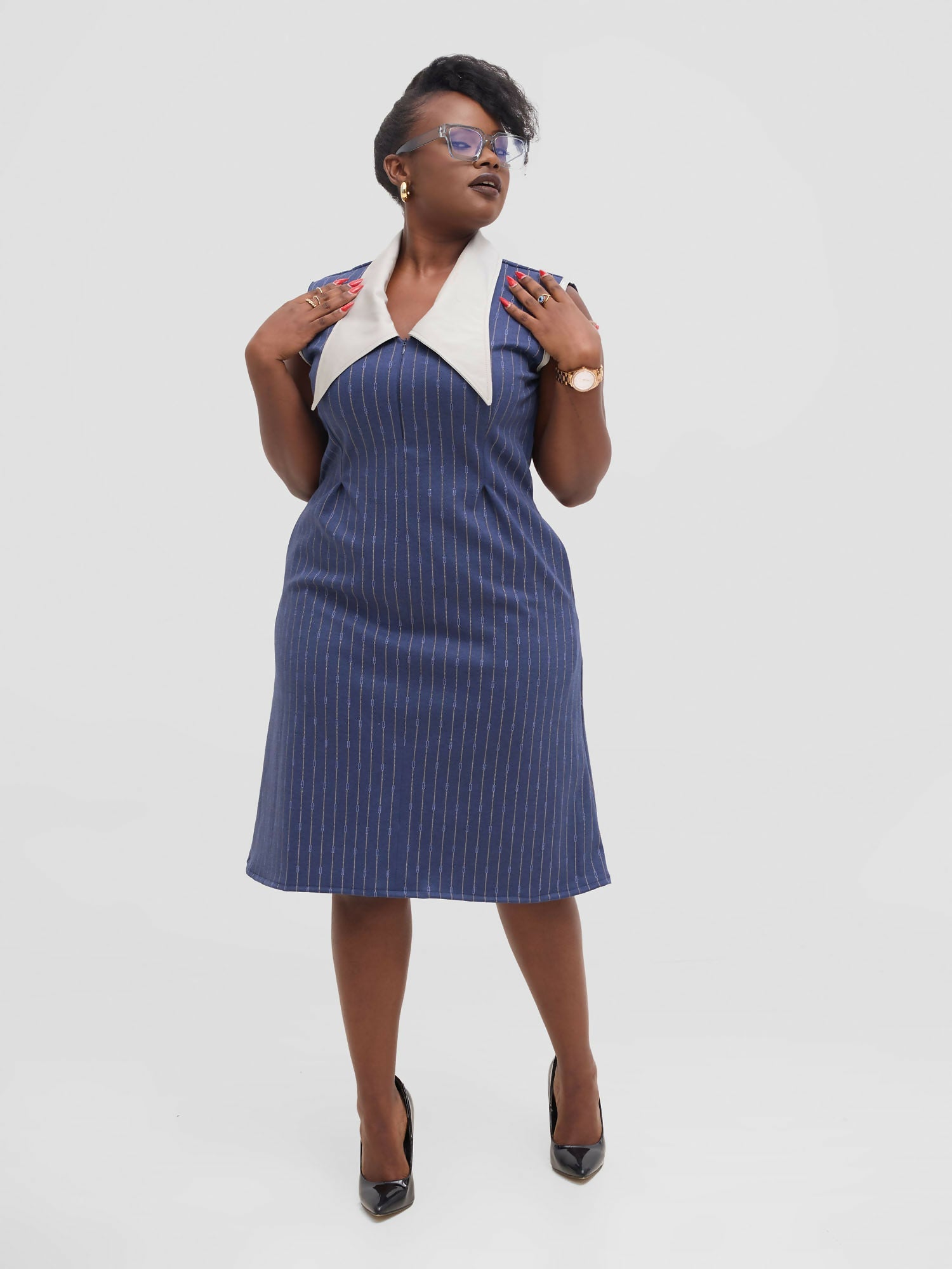 Silk House Collections Eloisa Dress - Striped Blue - Shopzetu