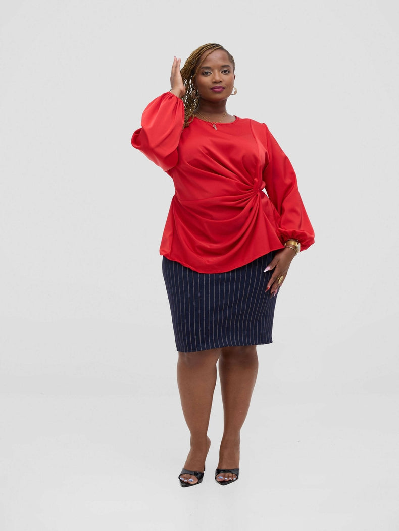 Silk House Collection Raya Top - Red - Shopzetu