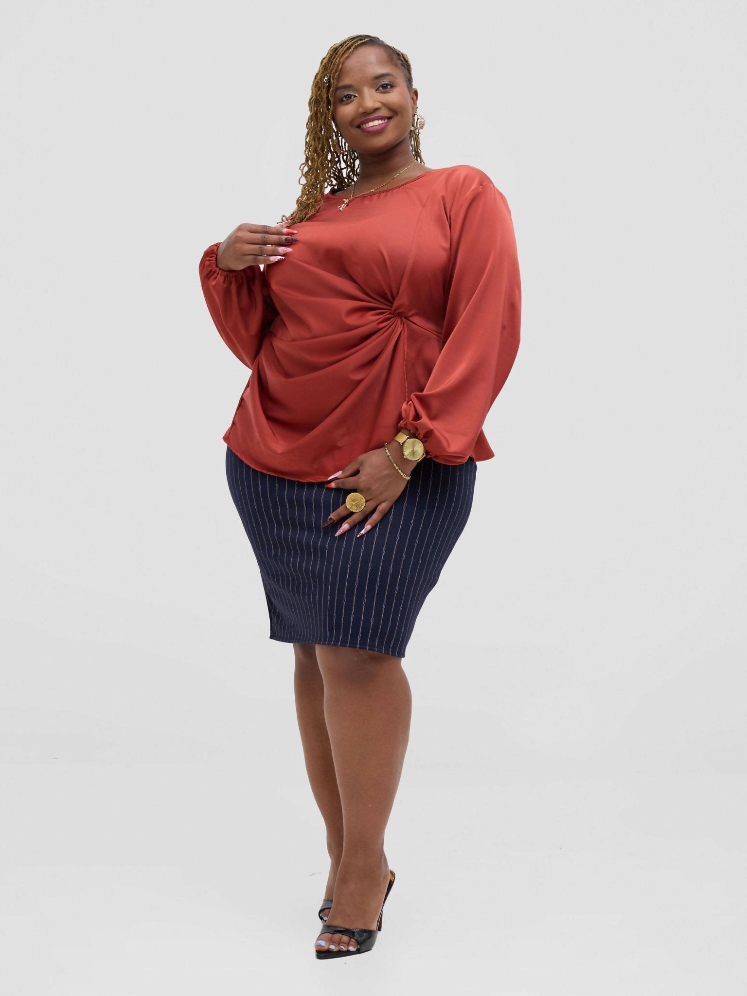 Silk House Collection Raya Top - Burnt Orange - Shopzetu