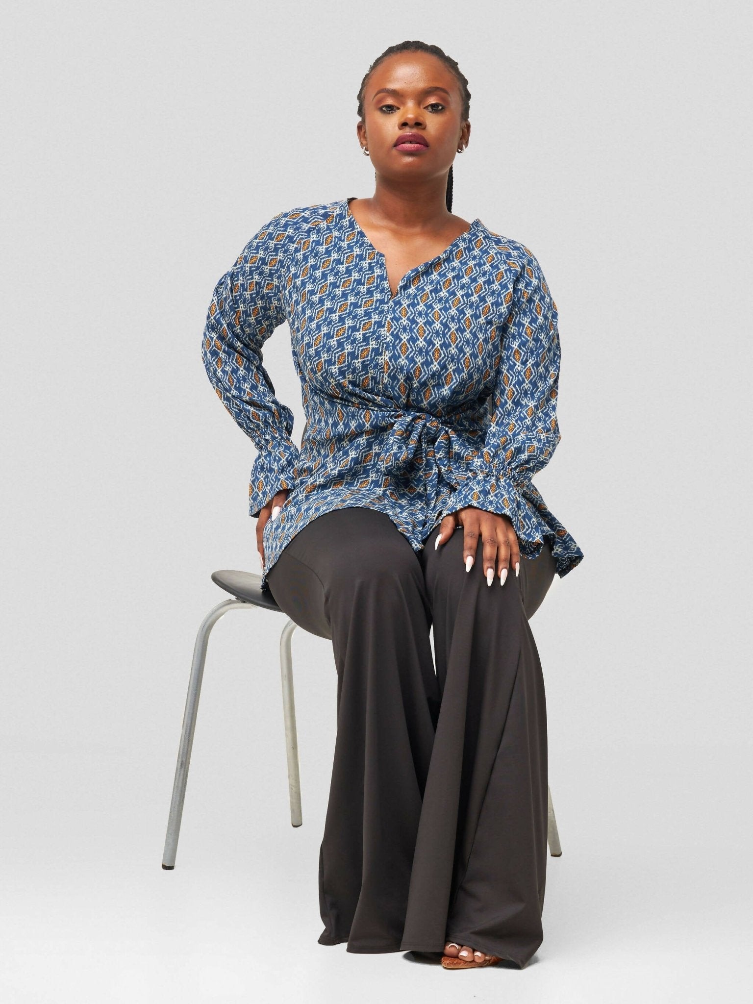 Silk House Collection Hulya - Navy Blue Print - Shopzetu
