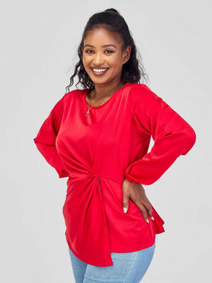 Silk House Collection Raya Top - Red - Shopzetu