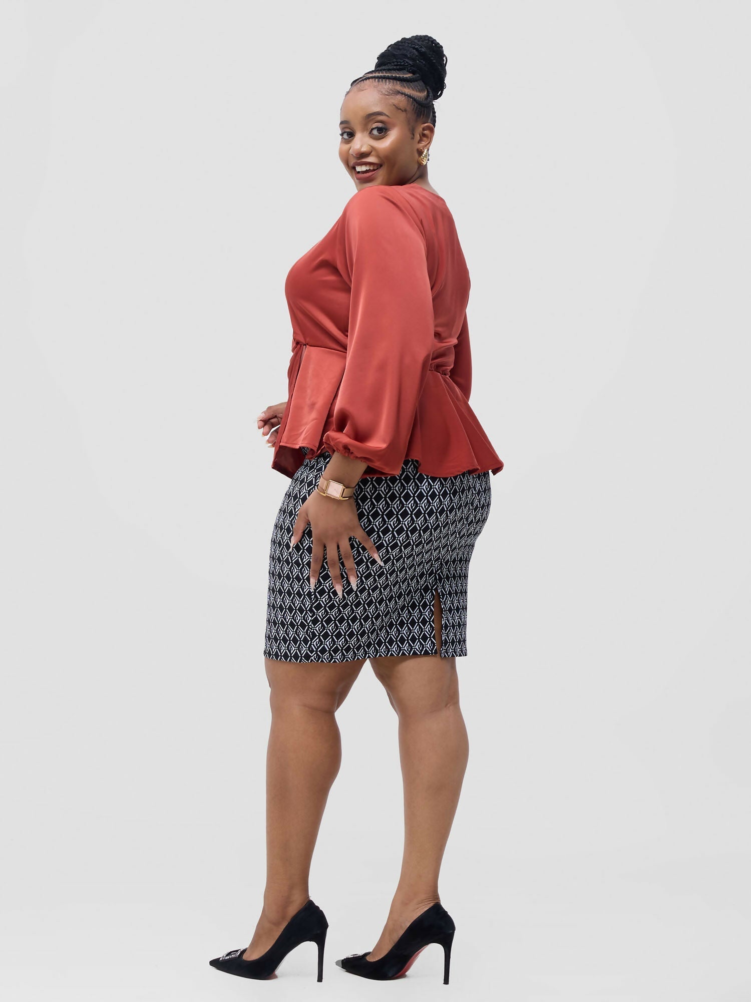 Silk House Collection Raya Top - Burnt Orange - Shopzetu