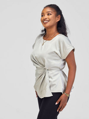 Silk House Collection Raya Top - Grey - Shopzetu