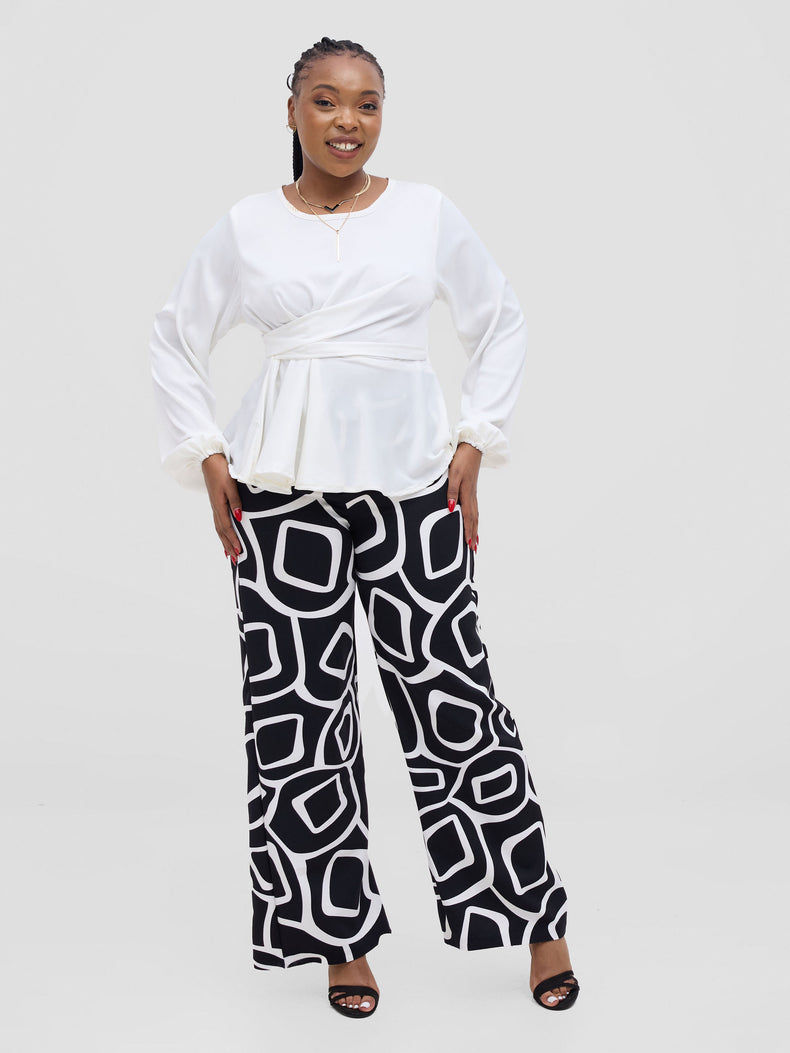 Rana Pants - Black Abstract Print