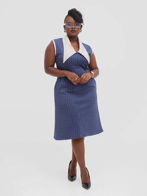 Silk House Collections Eloisa Dress - Striped Blue - Shopzetu